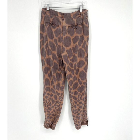 Anthropologie Pant Womens 8 Tamarind Toruser Animal Print Boho Linen Blend - Picture 2 of 9
